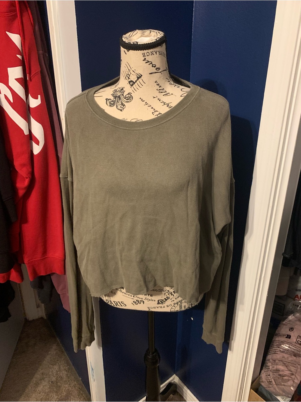 Forever 21 Olive Green Long Sleeve Boxy Top